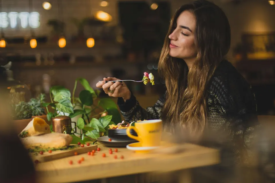 Guest enjoying a meal in a restaurant